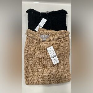 J Crew Women’s Short Sleeve Montauk Sweater Tee Small Black, Khacki NWT LOT 2